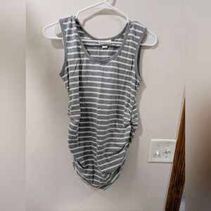 Maternity Tank Top Gray And White Stripe